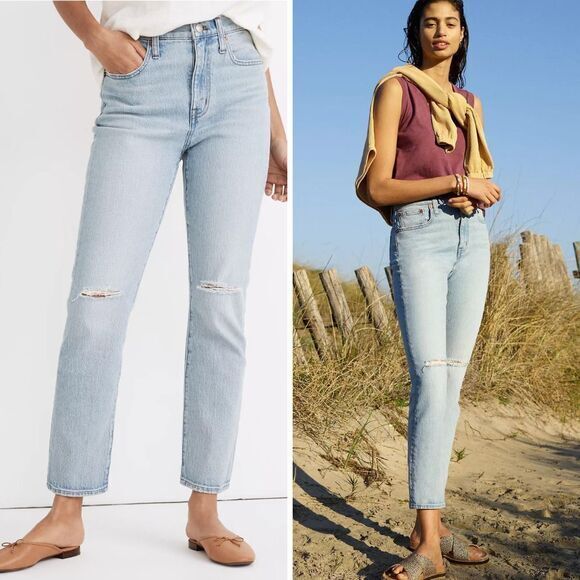 NEW Madewell High-Rise Slim Crop Boyjean in Dumas Wash: Ripped Edition, 25 - Picture 2 of 16